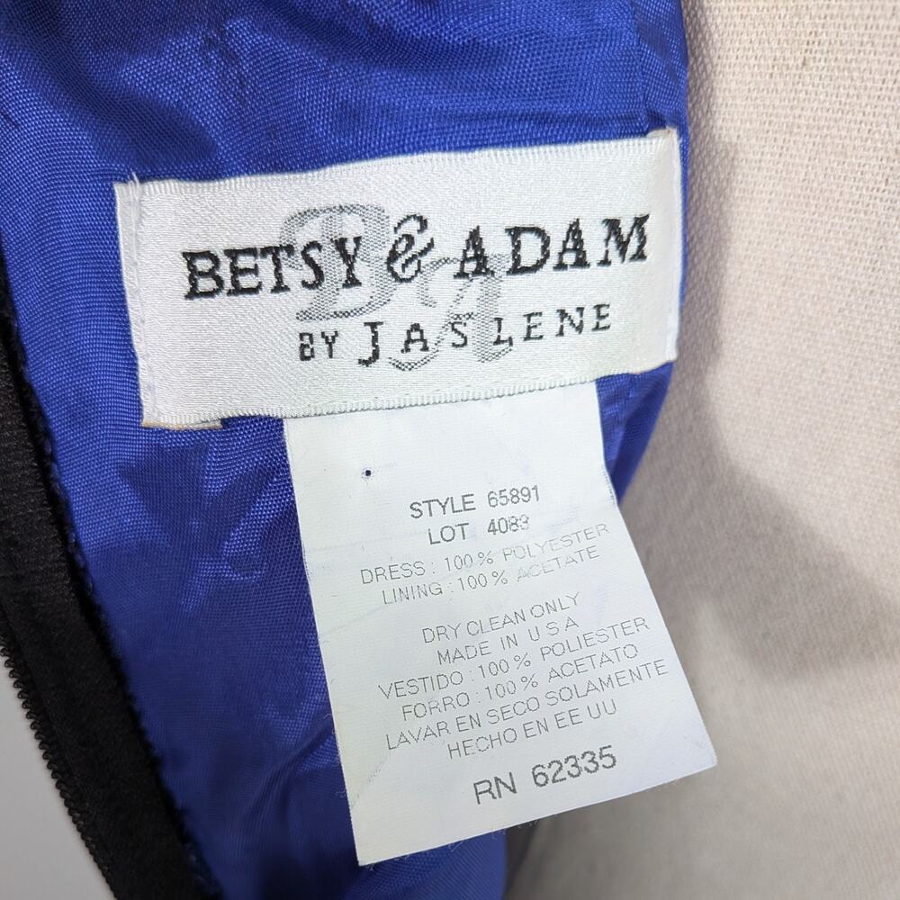 Vintage Betsy Adam Prom Dress Maxi Gown M Blue Black 90s Goth Velvet Floral - Picture 11 of 14